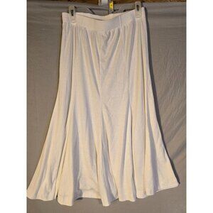 Peter Popovitch Full Skirt White Elastic Waist Midi Classic Womens Size Large L